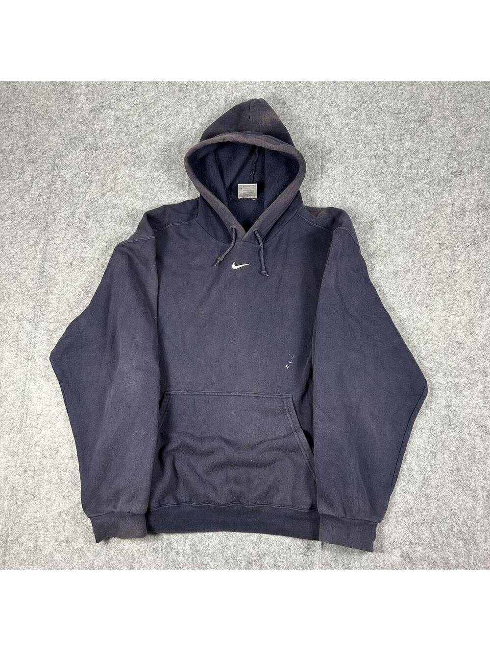 Vintage Y2K 2000s Nike Center Swoosh Blue Sun Faded Hoodie Size XXL 2XL RARE